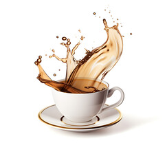 cup of coffee with splash coffee, cup, drink, hot, cafe, tea, mug, vector, espresso, beverage, illustration, icon, breakfast, 