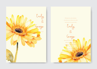 Modern beige trendy vector design square frames. Beige african daisy flower wedding invitation.