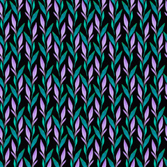 Hand drawn watercolor green and blue leaves seamless pattern isolated on black background. Can be used for textile, fabric and other printed products.