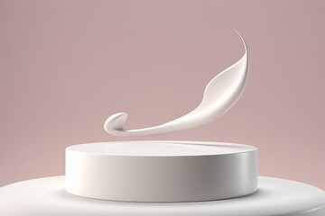 minimal pedestal podium display with white foundation milk cream, stage showcase for beauty and cosmetics product, 3d illustration, Generative AI
