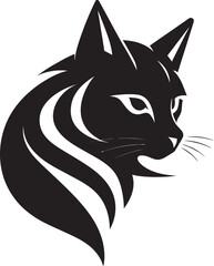 Whiskered Elegance Vectorized Cat Emblem