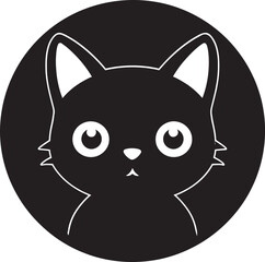 Contemporary Cat Badge Black Vector Cat Crest