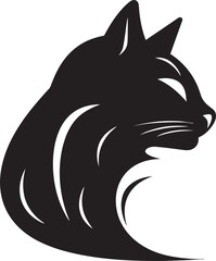 Vectorized Cat Emblem Dark Cat Silhouette