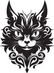 Mysterious Monochrome Mark of the Cat Cat Whiskers and Tail Emblem