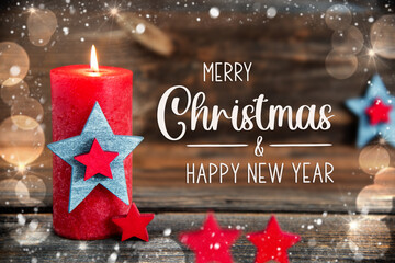 Text Merry Christmas And Happy New Year, Festive Christmas Background, Snow
