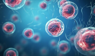 3d rendering of Human cell or Embryonic stem cell microscope background, Generative AI