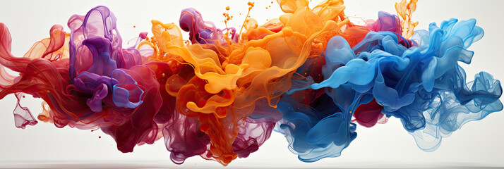 Colorful  smoke  on white background.  