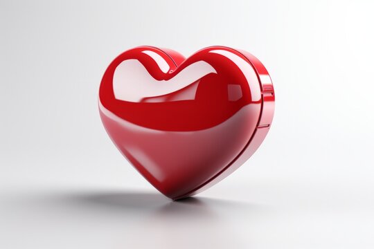 Glossy heart-shaped like notification badge with a thumbs-up icon, Generative AI