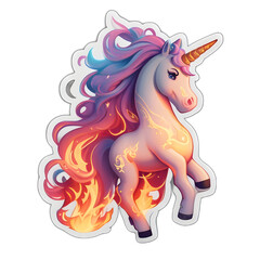 Obraz na płótnie Canvas cute unicorn on fire