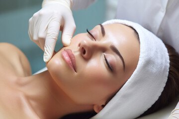 Fototapeta na wymiar Doctor woman clinic beauty injection cosmetology