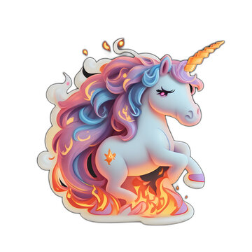 cute unicorn on fire