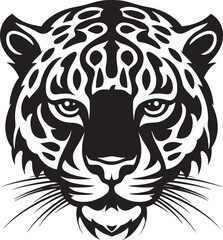 Silhouette of a Pouncing Predator Vectorized Monochrome Jaguar Icon