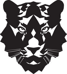 Silhouette of a Graceful Predator Geometric Emblem of Power in Black Simplicity