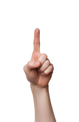hand with index finger raised isolated png on transparent background