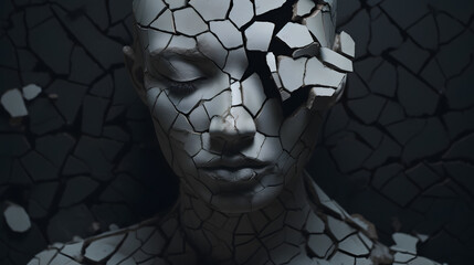 Explore the complexities of mental health challenges by photographing a fractured human form. Use intricate detailing to symbolize the internal battles faced by individuals dealing with mental health