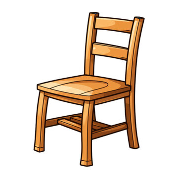 Wooden chair isolated on white background Vector illustration