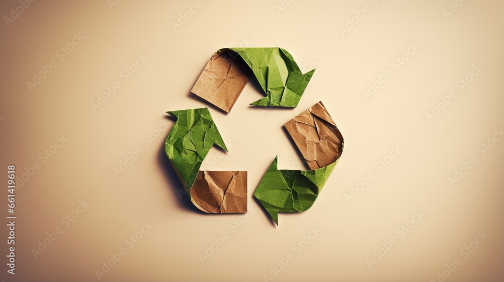 Poster recycle logo from recycle paper with clipping path