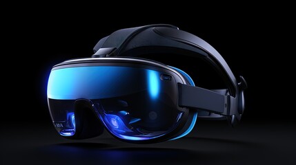 Side view of VR Glasses or Virtual Reality Headset use with smartphone. VR is an immersive experience in which your head movements are tracked in 3d world, making it ideally suited to game and movie. - obrazy, fototapety, plakaty
