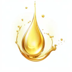 Fotobehang Cosmetic oil or Cosmetic Essence Liquid drop on a white background, 3d rendering, Generative AI © Kishan