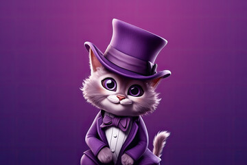 Petfluencers - The Cat's Grand Ambition: Aspiring to be a Master Detective Like Sherlock Holmes on Purple Background