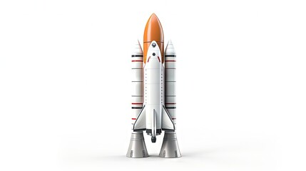 Modern digital rocket isolated on white background 3D rendering