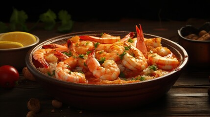 Shrimp stew, usually served with rice, mush and manioc flour. Traditional dish of Brazilian cuisine and consumed throughout the Brazilian coast.