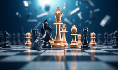 chess competition Concept of Strategy business ideas, chess battle, business strategy concept.3d rendering, Generative AI - obrazy, fototapety, plakaty