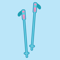 Winter Sports Vector Ski poles. Accessories icons, sport equipment