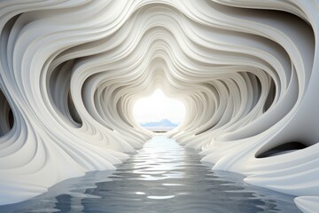 Surreal and distorted tunnel with a surreal atmosphere and otherworldly elements, Generative AI