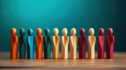 Diversity and Inclusion concept. Wooden and colored figurines