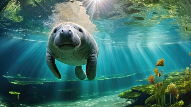 Florida manatee in clear water