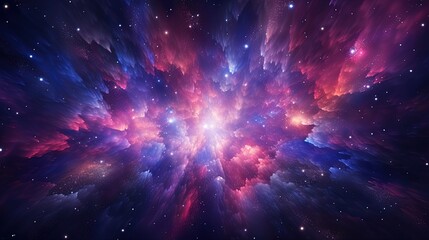 Naklejka premium 3d render, red blue fireworks, big bang, galaxy, abstract cosmic background, celestial, beauty of universe, speed of light, eon glow, purple stars, cosmos, ultraviolet infrared light, outer space