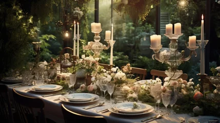 Foto op Plexiglas Beautiful wedding table decoration and wedding table setting © HN Works