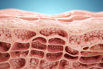 saggy skin layer and skin cells, 3D rendering, Generative AI