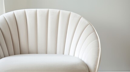 Closeup of white lounge chair. Modern minimalist home living room interior. materials for furniture finishing