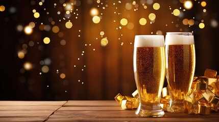 christmas background with beer beverage christmas decoration christmas celebrations christmas beer drinks