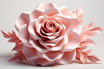 Delicate paper rose with intricate petals and soft pastel colors, Generative AI 