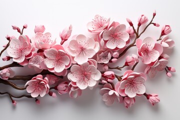  Enchanting paper cherry blossom branch with delicate pink blossoms and a sense of springtime beauty, Generative AI