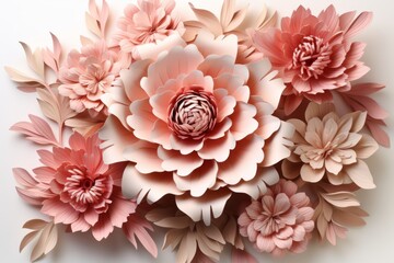 Lifelike paper peony with intricate layers of petals and a soft blush pink hue, Generative AI