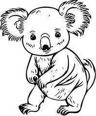 Koala Silhouette black and white | vector illustration of a koala svg Mascot 