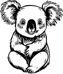 Vector illustration of a koala black and white | Silhouette of a koala black Mascot 