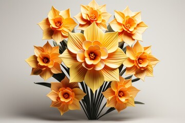 Cheerful paper daffodil with bright yellow petals and a sunny, optimistic vibe, Generative AI