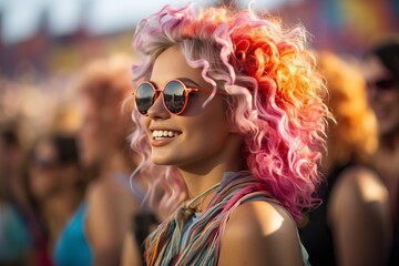 Colorful photo of a young woman at a music festival
