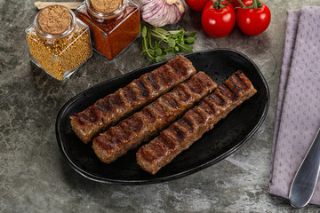 Grilled beef kebab minced meat