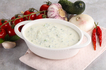 Traditional delicious appetizer; greek tzatziki (Turkish name; cacik)