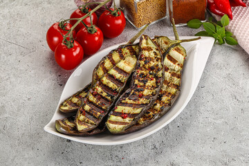 Grilled tasty ripe eggplant slice