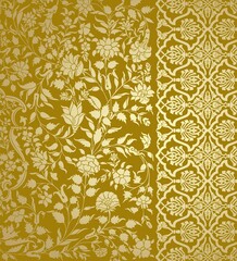 wedding card design, traditional paisley floral pattern , royal India	