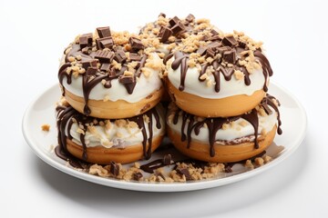  S'mores donut with marshmallow fluff glaze, chocolate chunks, and graham cracker crumbs, Generative AI