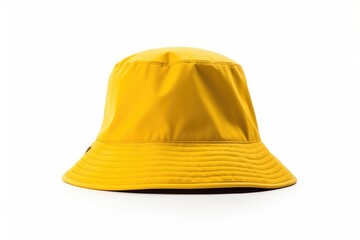 yellow bucket hat isolated on white - obrazy, fototapety, plakaty