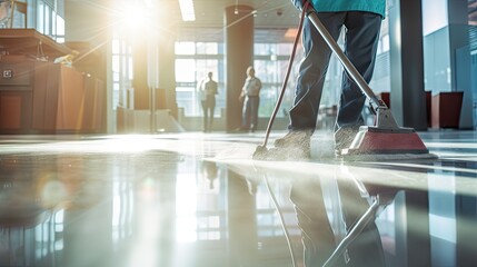 People clean the floor and clean it with a lint-free cloth or hospital cleaner.
